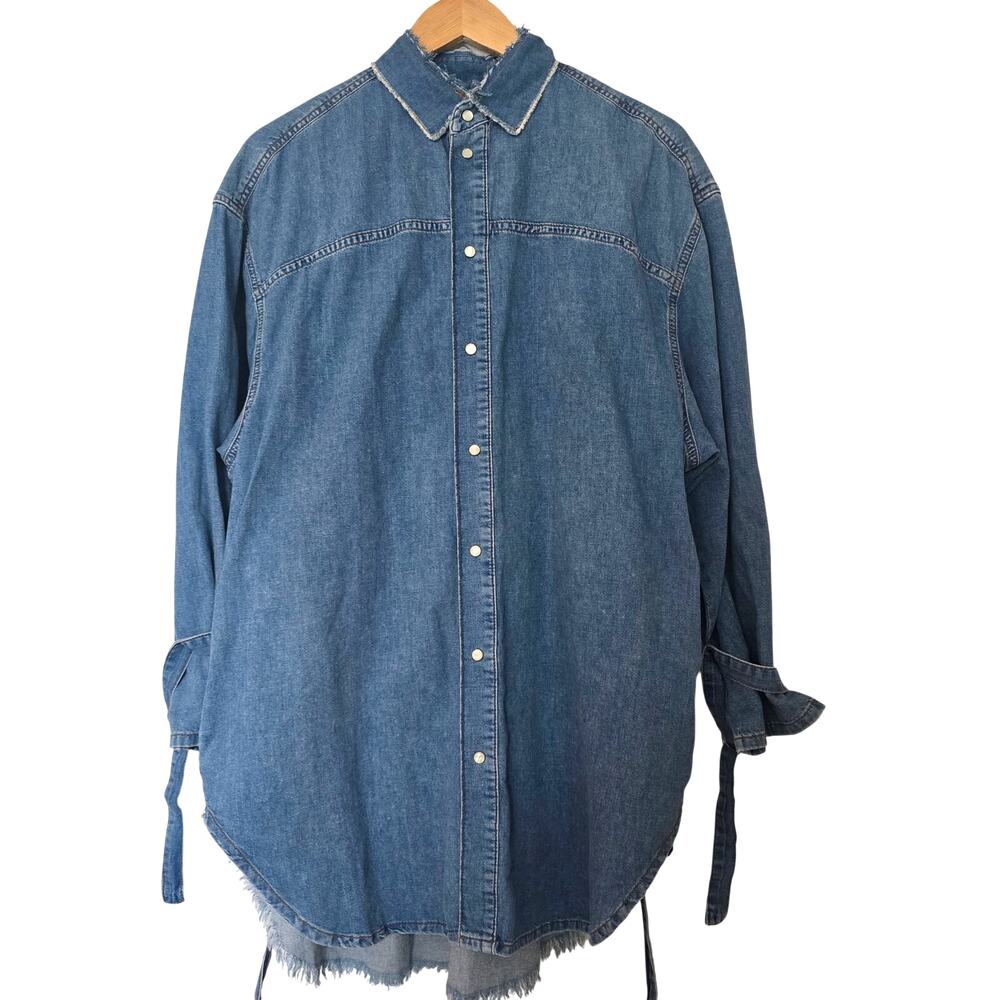 *NWT Diesel Lify Denim Mini Shirt Dress Size XXS *Oversized Long Sleeve Cotton - Picture 2 of 12
